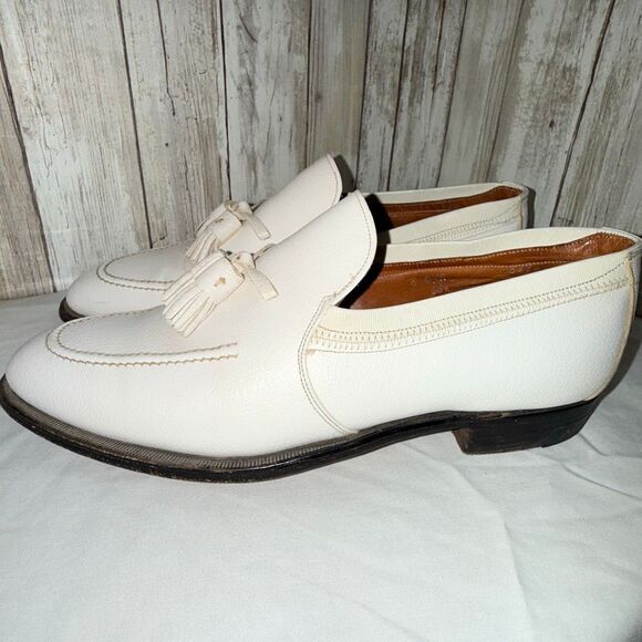 Vintage 1960s Johnston & Murphy Aristocraft Corfam White Tassel LoafersMen’s